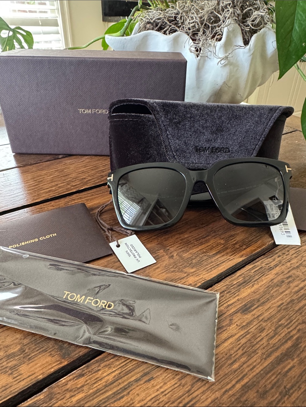 Tom Ford Black Sunglasses with Gold Temple Accents